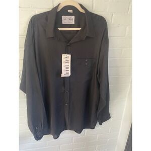 Jazzman Mens Black Long Sleeve Button Up Shirt Size L 100% Rayon